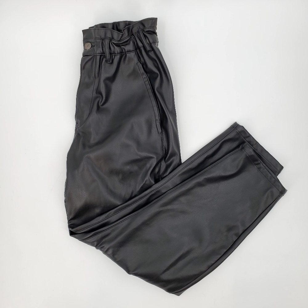 Zara Baggy High Rise Faux Leather Pants - Picture 4 of 11